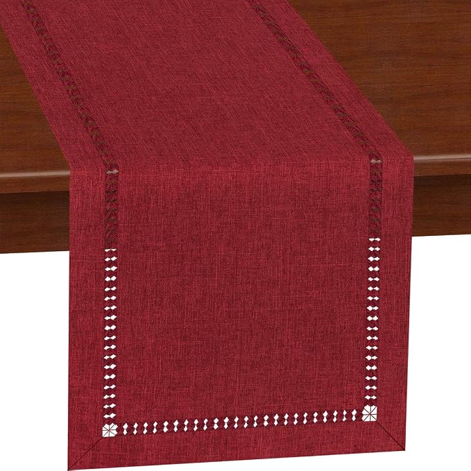 Grelucgo Short Handmade Hemstitched Polyester Rectangle Table Runners Dresser - Image 8