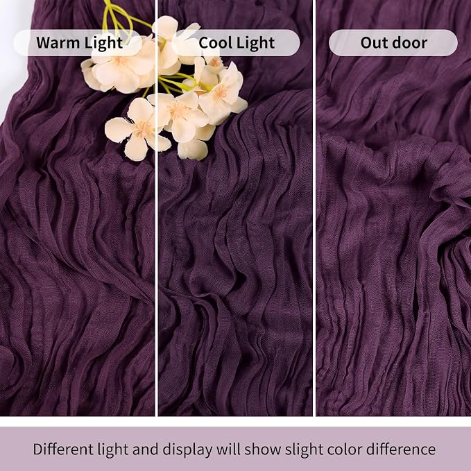 6 Pack Dark Purple Cheesecloth Table Runner 17x108 Inch Semi Sheer Boho Gauze - Image 7