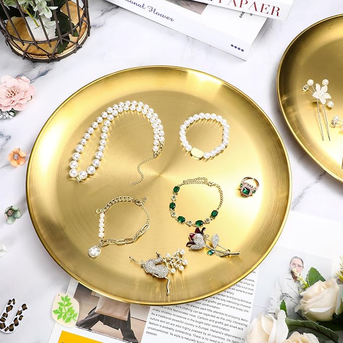 Nuogo 6 Pcs 12 Inch Gold Round Tray - Image 6