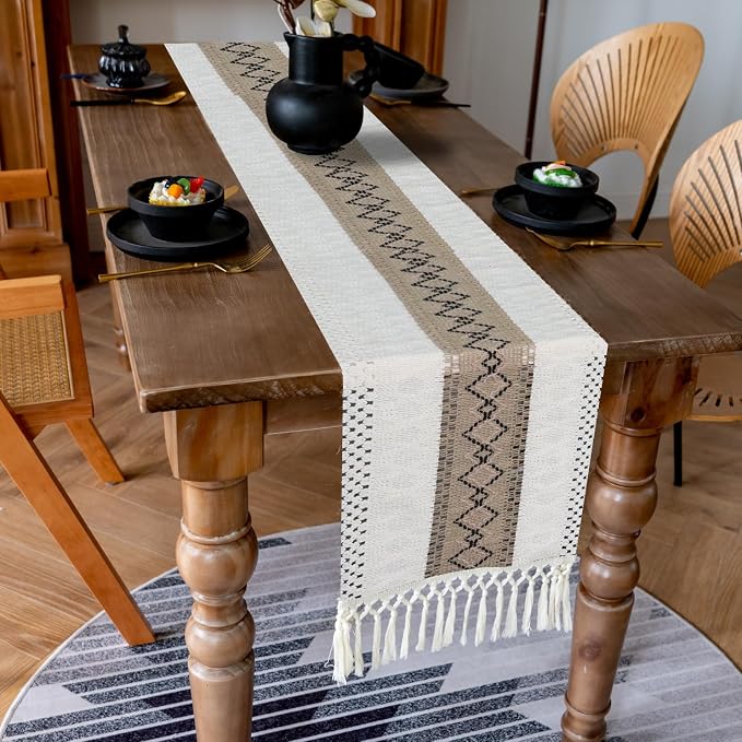 EMMTEEY Macrame Table Runner Boho Style 108 Inches Long, Scratch & Heat - Image 7