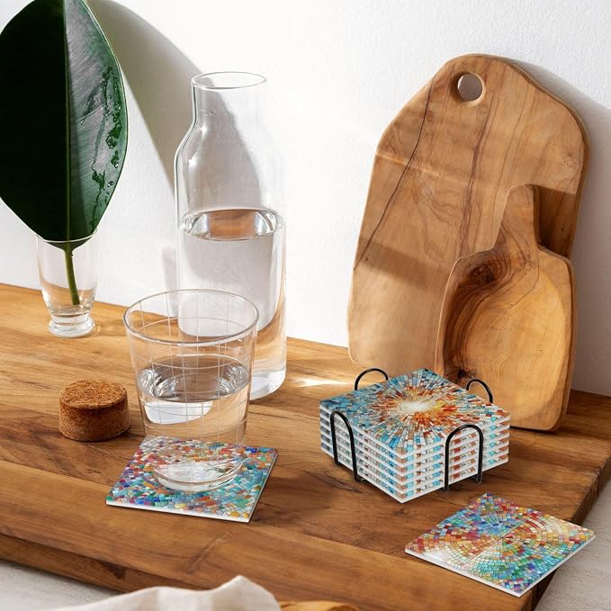 Coasters Set of 6, Coasters for Drinks Absorbent Stone - Image 9