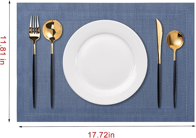 Placemats Set of 6 Washable Indoor | Outdoor Vinyl Place Mats - Image 2