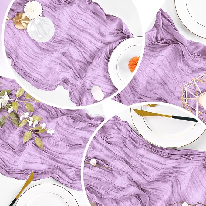8 Pack Lavender Cheesecloth Table Runner 20 x 120 inch Gauze Table Runners 10 - Image 6