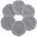 Linen Coasters for Drinks, 4.5 inch, Scalloped Edge, Reusable Handmade Coffee by EmbroideryLinenVN