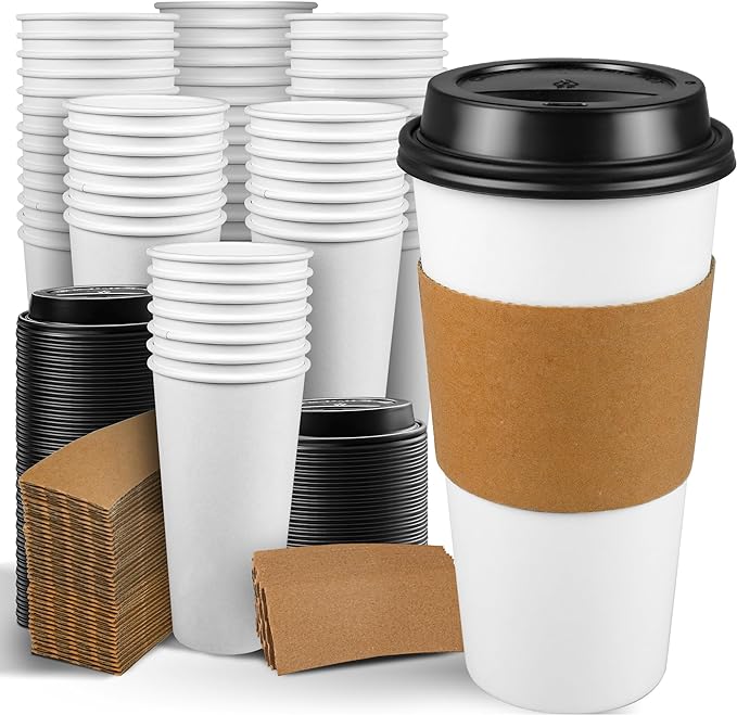 Ginkgo 100 Pack 20 oz Disposable Coffee Cups by HOME