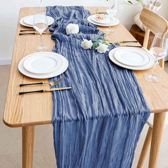 Cheesecloth Table Runner Blue 10FT Boho Gauze Runner, 6 Pack | 120 Inch Cheese - Image 6