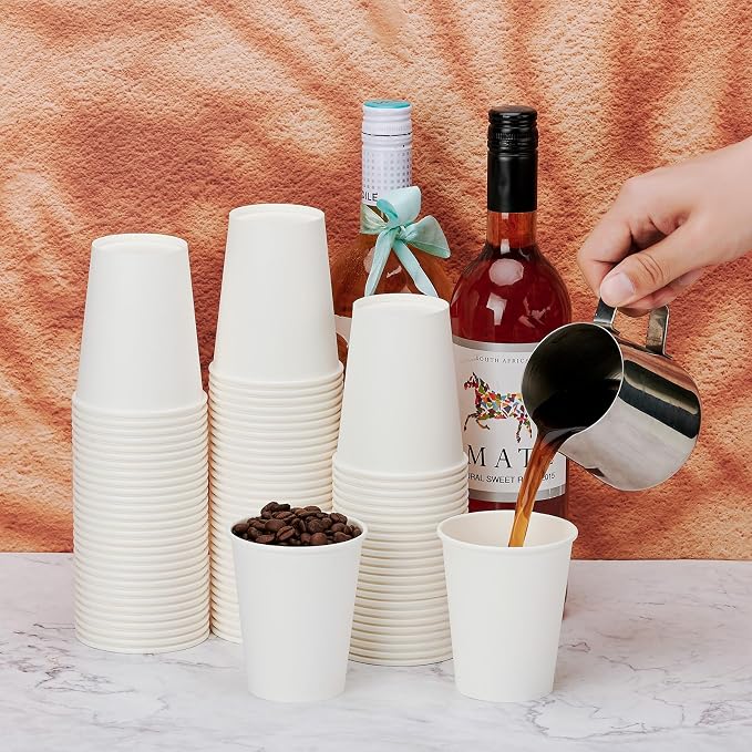 METAPRINT 500 Pack Coffee Cups 8 oz White Disposable Paper Cups, Hot Beverage - Image 6