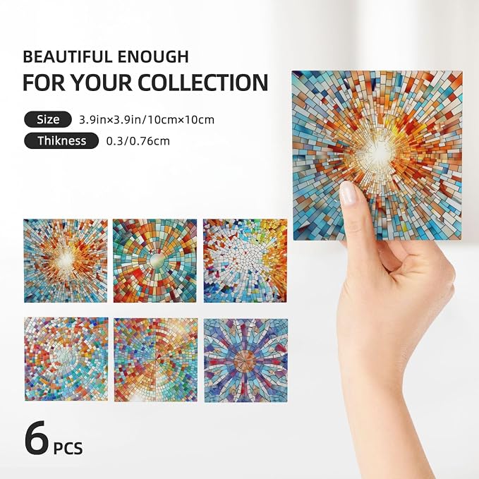 Coasters Set of 6, Coasters for Drinks Absorbent Stone - Image 3