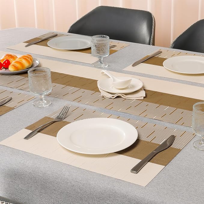 Placemats Set of 4, Vinyl Woven Heat-Resistant Place Mats | Washable Wipeable - Image 3