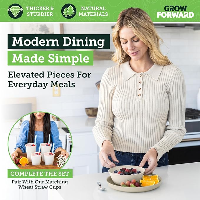 Grow Forward Premium Wheat Straw Plates and Bowls Sets - Image 5