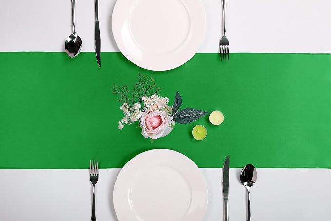 10-Pack Satin Table Runner Emerald 12 x 108 inches Long, Table Runners - Image 2
