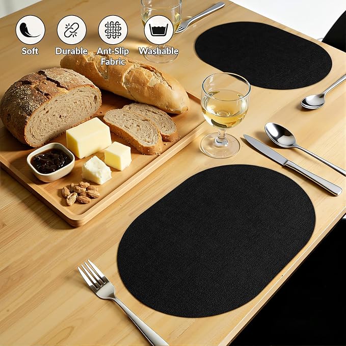 Placemats Set of 6, 11.8 x 17 Inch, Waterproof Wipeable Reversible PU Placemat - Image 6