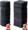 60 PCS Slate Coasters Set, 4 Inch Black Square Stone Coasters Bulk by Unknown