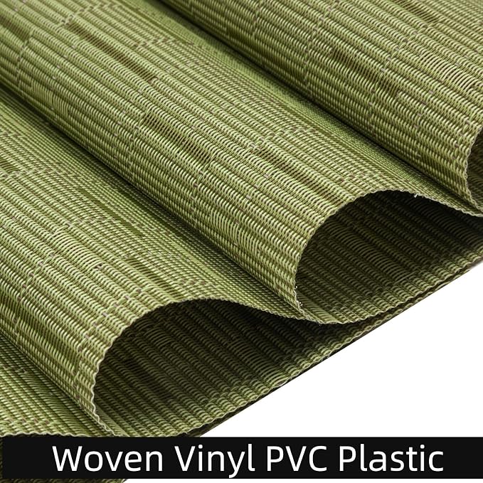 SHACOS PVC Woven Vinyl Wedge Placemats Set of 4 Round Table Placemats Wipe - Image 3