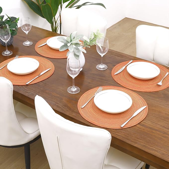 SHACOS Round Placemats Set of 4 Woven Braided Place Mats Table Placemats 15 - Image 6