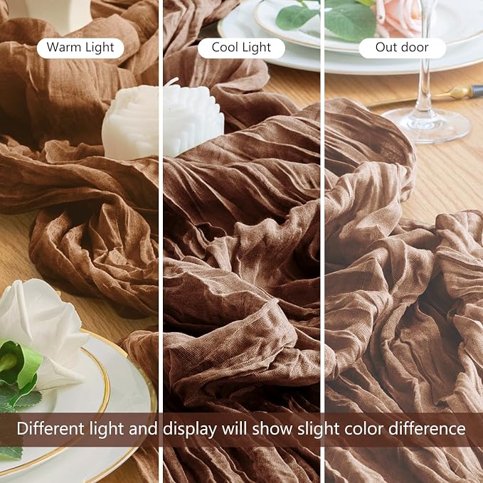Cheesecloth Table Runner Brown 10FT Boho Gauze Runner, 2 Pack | 120 Inch Cheese - Image 8