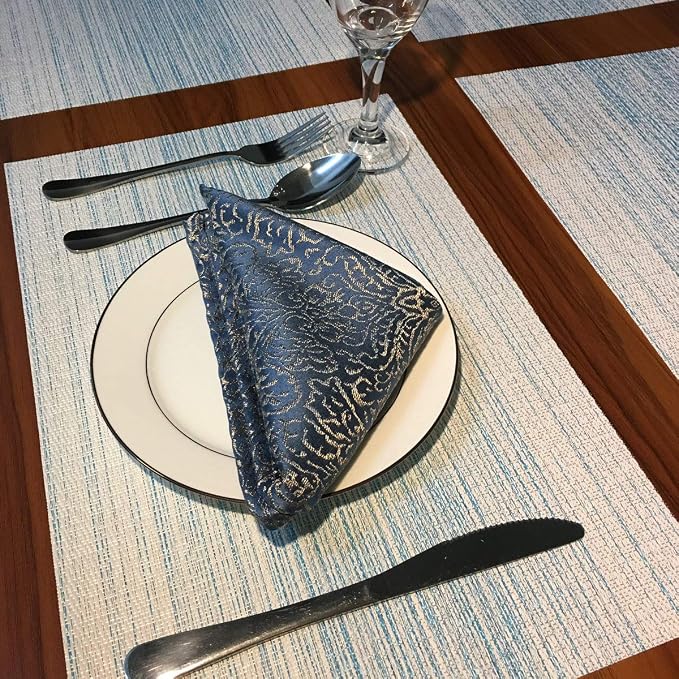 Placemat, Blending Color Durable Woven Vinyl Placemat Washable Heat-Resistant - Image 7