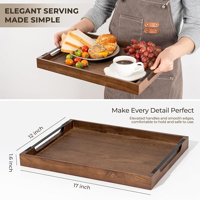 Wooden Serving Tray with Metal Handles|Ottoman Tray - Image 5