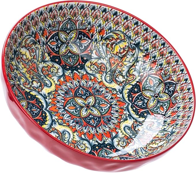 Large Serving Bowls, 75 Oz Fruit Salad Bowls, Bohemian Style Large Porcelain by Ronanemon