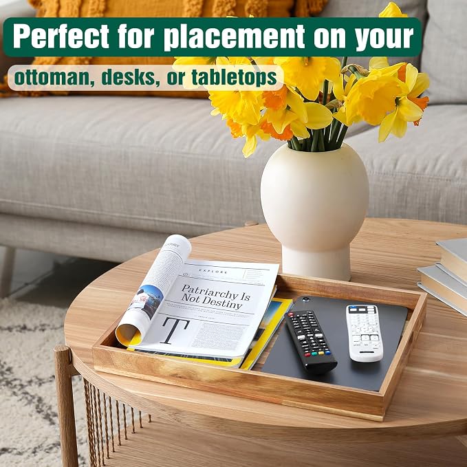 2 Pack Acacia Wood Serving Tray - Image 4