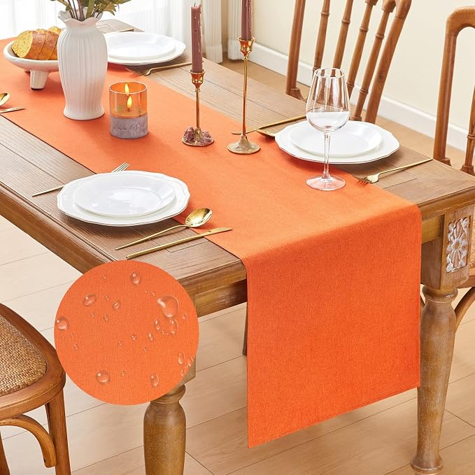 YATOJUZI Orange Table Runner Seasonal Fall Kitchen Dining Table Centerpieces by YATOJUZI