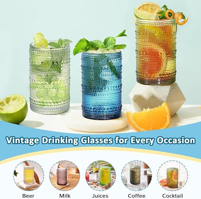 15 oz Colored Hobnail Drinking Glasses - Image 4