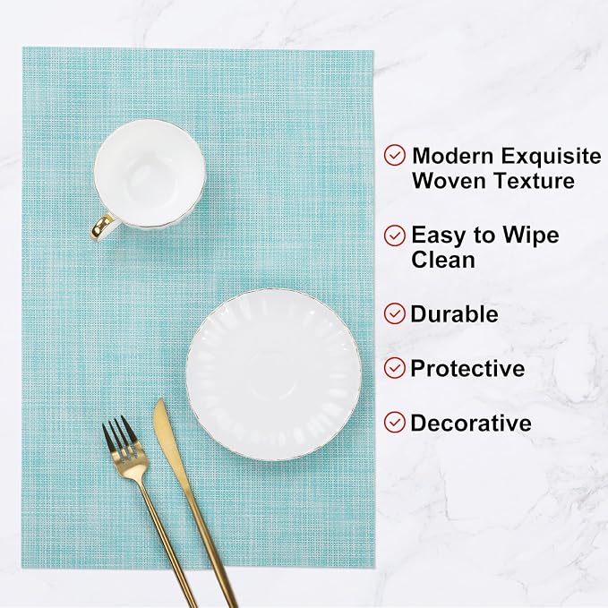 SHACOS Placemats Set of 4 Woven Vinyl Place Mats Wipeable Heat Resistant - Image 4