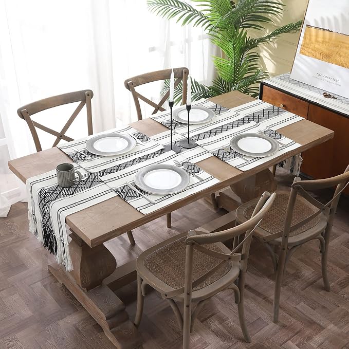 Woven Table Runners Farmhouse Style, Boho Table Runners 108 inches Long - Image 6
