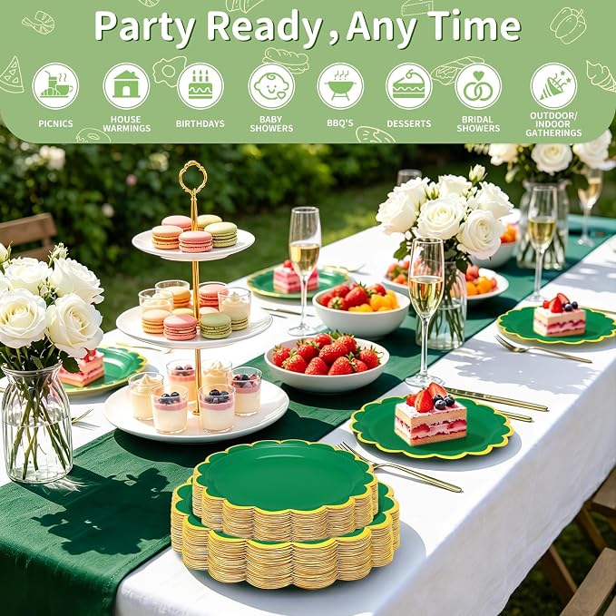 50 Pcs Green Paper Plates - Image 3