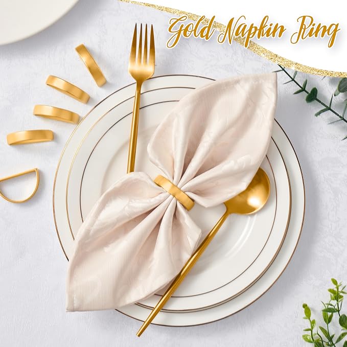 APTWOW Gold Napkin Rings Set of 200, Semicircle Metal Gold Napkin Holder Buckles - Image 3