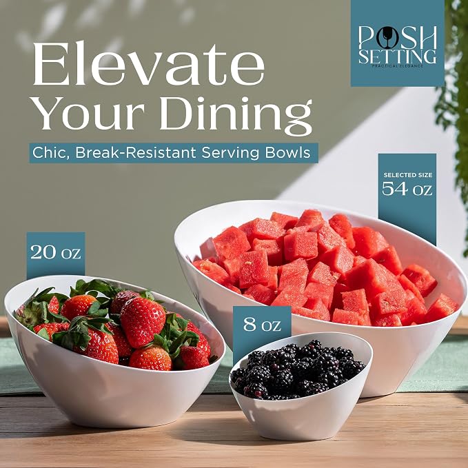 5 Pack White Angled Plastic Serving Bowl Disposable - Image 3