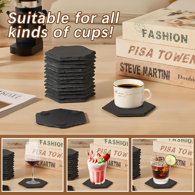 48PCS Slate Coasters for Laser Engraving, 4inch Black Beverage Coasters for - Image 5