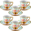 6 Pcs 3 oz Mini Vintage Floral Tea Cups and Saucers Set, Christmas Halloween by Unknown