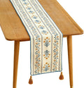 Designer French Linen Extra Long Table Runner, Pale Yellow Floral Pattern by Isaennehomedecoration