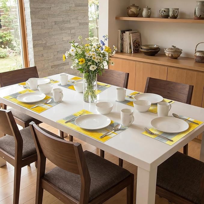 Emvency Farmhouse Placemats Set of 6, 12x18 Inch, Rustic Brown Neutral | - Image 7
