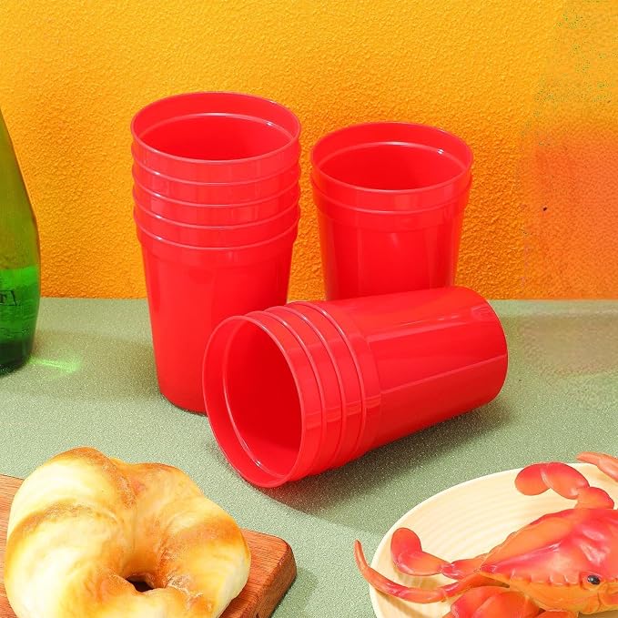Yungyan 12 Pack Red Stadium Cups Reusable Plastic Cups Blank Drink Stadium - Image 4