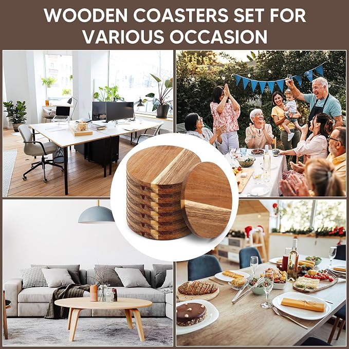 24PCS Wood Coasters Round Wooden Coaster - Image 7