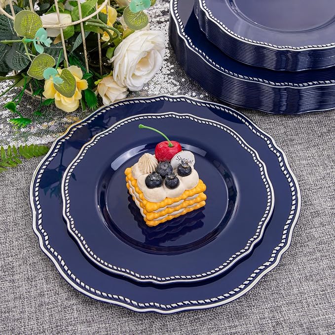 60pcs Blue Plastic Plates - Image 6