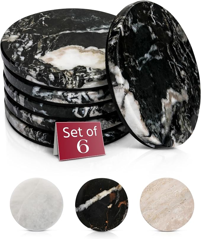 Gusto Nostro Black Marble Coasters Set of 6 by GustoNostro