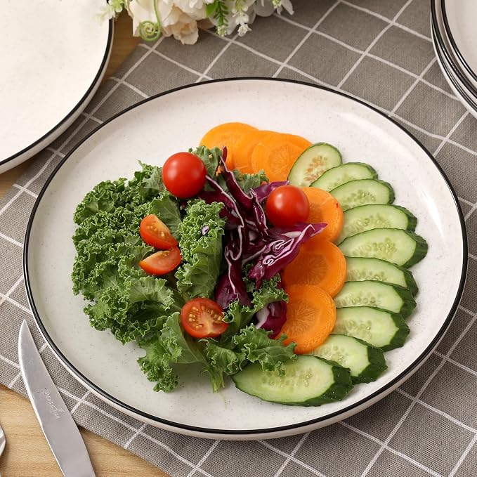 Ceramic White Dinner Plates Set of 6, 10.5 Inch Plates - Image 3