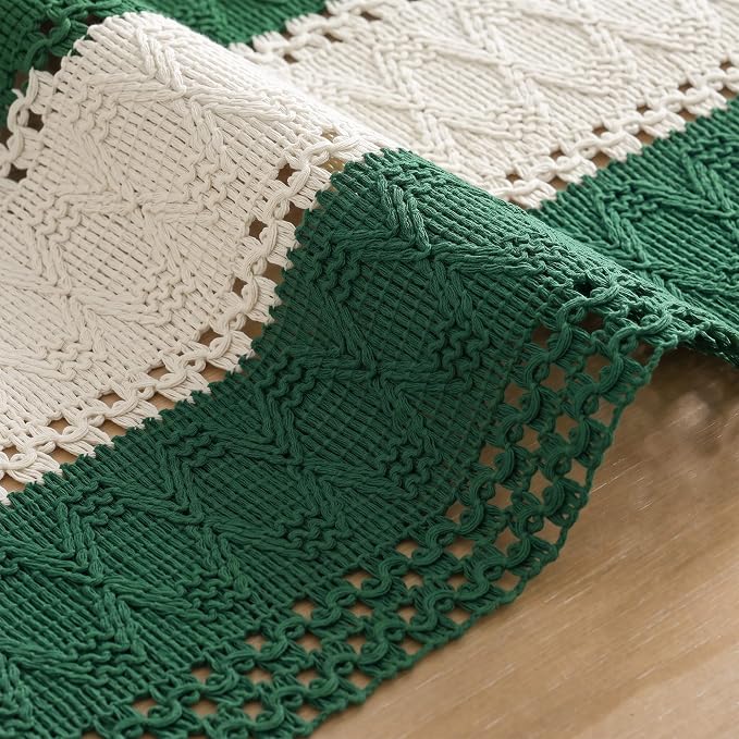 Artoid Mode Dark Green Farmhouse Woven Table Runner 12x120 Inch | Holiday - Image 5