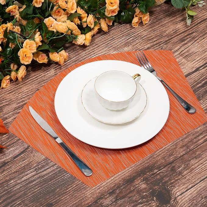 SHACOS Round Table Placemats Set of 4 Wedge Placemats Heat Resistant Woven - Image 4