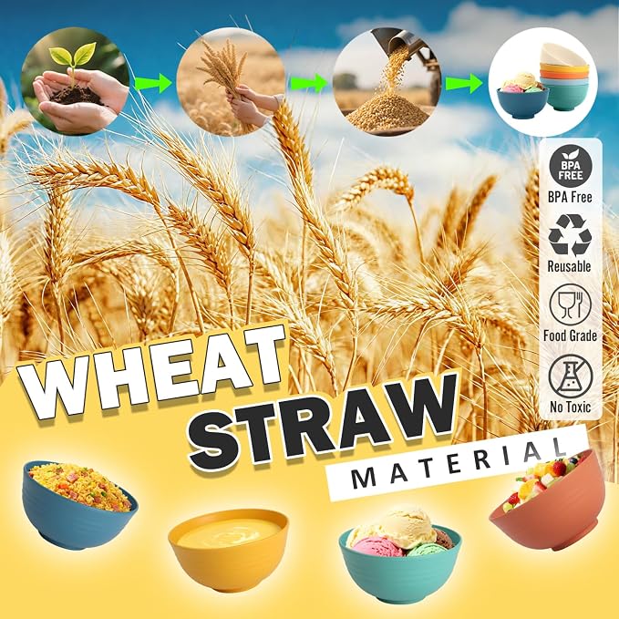 Wheat Straw Bowls, Unbreakable Small Bowls Set of 6, 10 OZ Mini Dessert Bowls - Image 6
