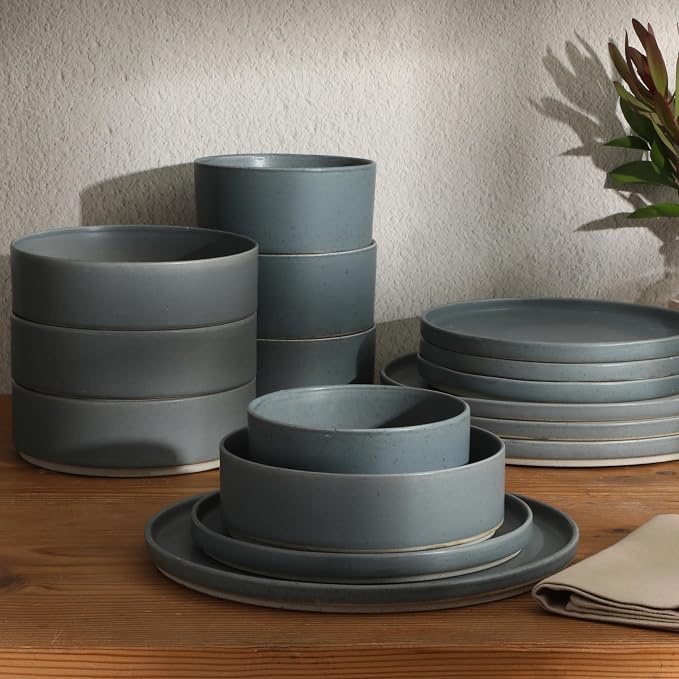Gibson Elite Tatum Premium Porcelain Matte Reactive Glaze 16-Piece Plates and - Image 4