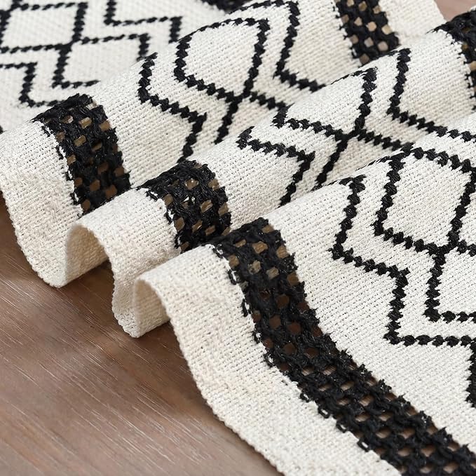 Artoid Mode Black Stripe Diamond Woven Table Runner 12x120 Inch | Holiday - Image 6