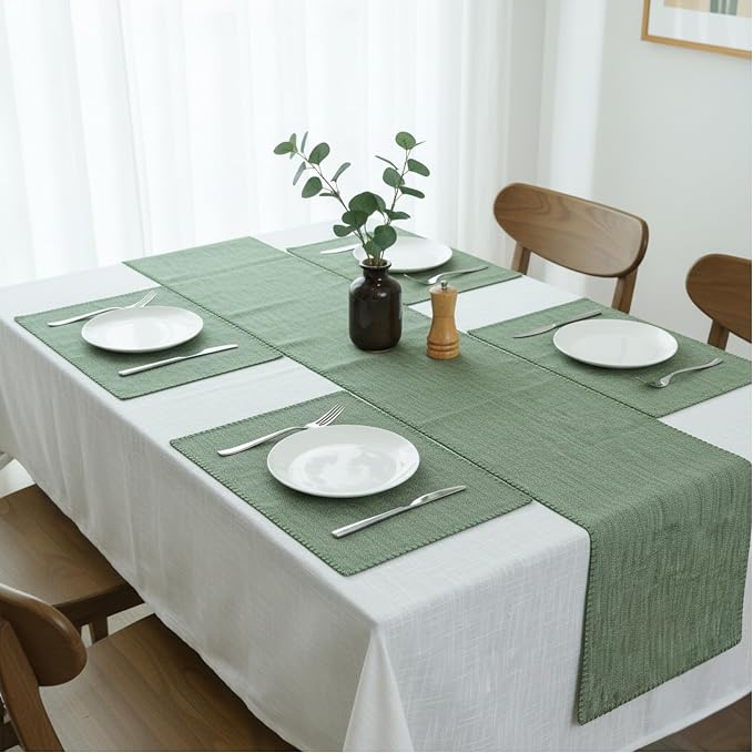 Cotton Table Runner 72 inches Long Decorative Stitched Edge Kitchen Table - Image 7