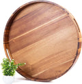 Extra Large Round Ottoman Coffee Table Tray, Huge Wood Serveware Tray by DecentVrvege
