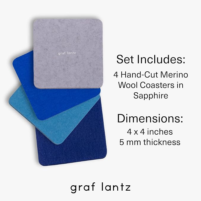 Graf Lantz - Bierfilzl Merino Wool Square Coasters Set of 4 - Sapphire - - Image 4