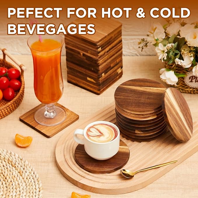 12 Pcs Unfinished Acacia Wood Coasters Bulk, 4 Inch Round Wooden Coasters - Image 3