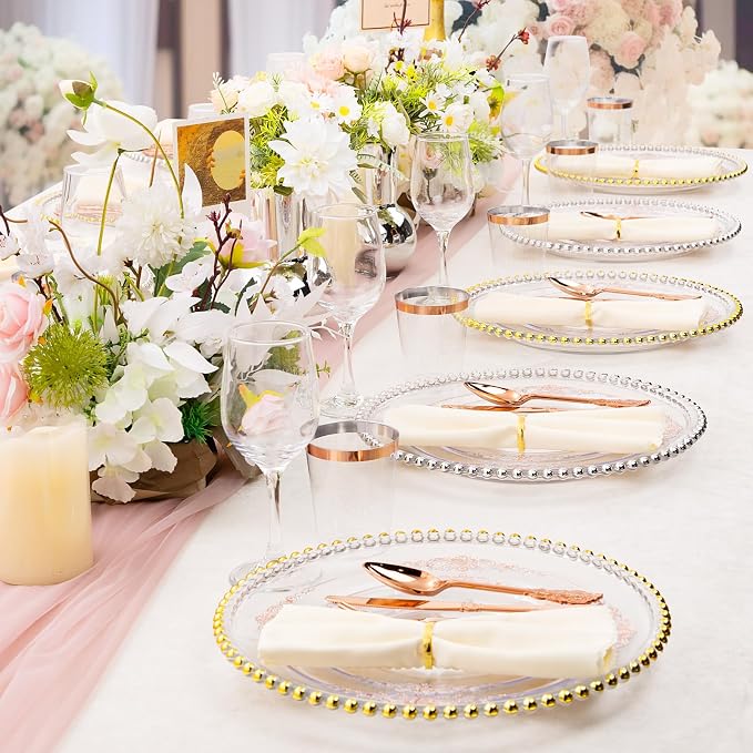 175pcs Clear Rose Gold Plastic Plates - Image 7